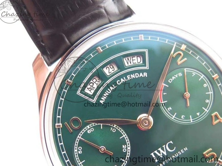 MIROTIME 1230 Portuguese Real PR Real Annual Calendar IW503510 ZF 1:1 Best Edition Green Dial on Black Leather Strap A QuickDry 7097
